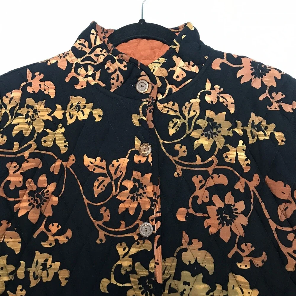 NTCO Nomadic Traders Small Floral Quilted Fall Autumn Colors Black Rust‎ Pockets